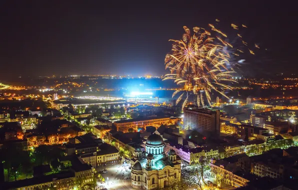 Night, the city, Lithuania, Kaunas