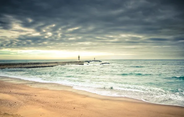 Sand, sea, beach, the sky, water, the ocean, landscapes, cloud beacons