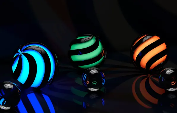 Picture surface, line, reflection, spiral, rendering, patterns, graphics, ball