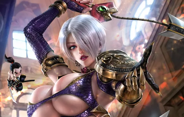 Girl, weapons, the game, hall, warrior, characters, Soulcalibur