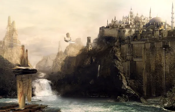 Picture river, waterfall, stream, fortress, Istanbul, Airbus