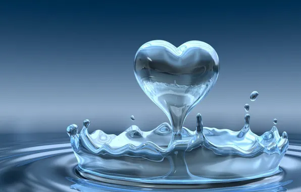 Picture water, drop, heart, form