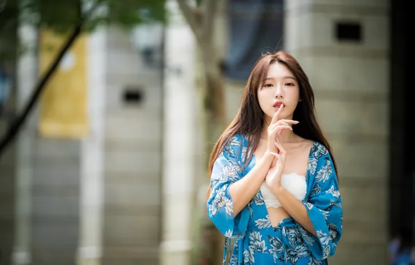 Girl, Asian, cutie, bokeh