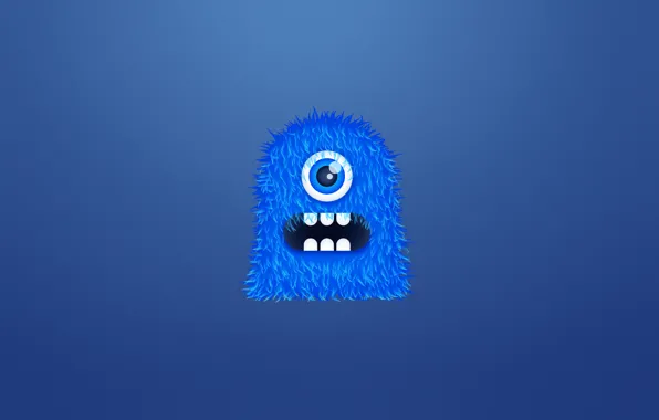 Blue, monster, hairy, monster, crank, one-eyed, toothy