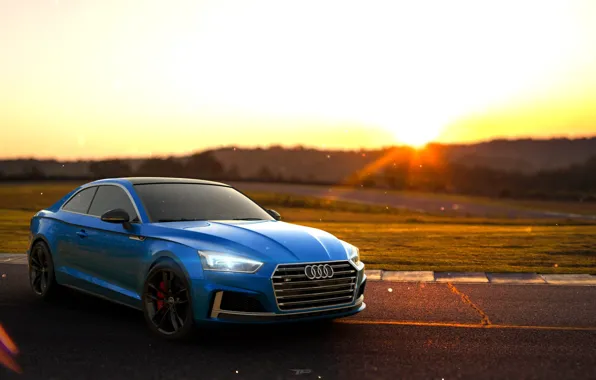 Audi, Auto, Blue, Machine, Light, Coupe, Rendering, Audi S5