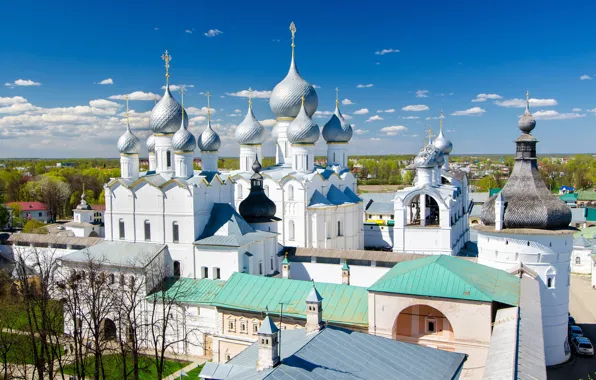 Spring, Church, panorama, temple, Rostov