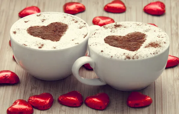Picture red, background, widescreen, Wallpaper, mood, heart, figure, coffee