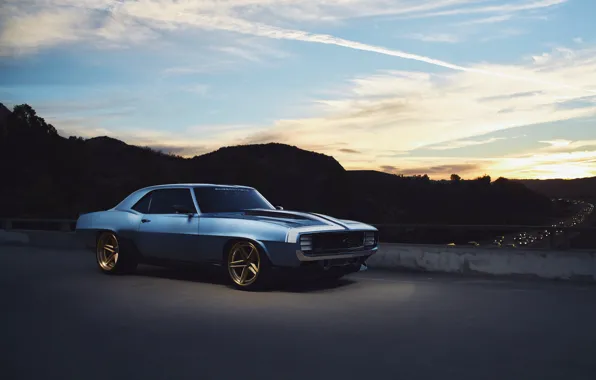 Chevrolet, 1969, Camaro, Blue, Front, Side, G-Code, Ringbrothers
