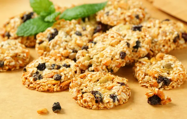 Cookies, nuts, cakes, sweet, nuts, raisins, cookies