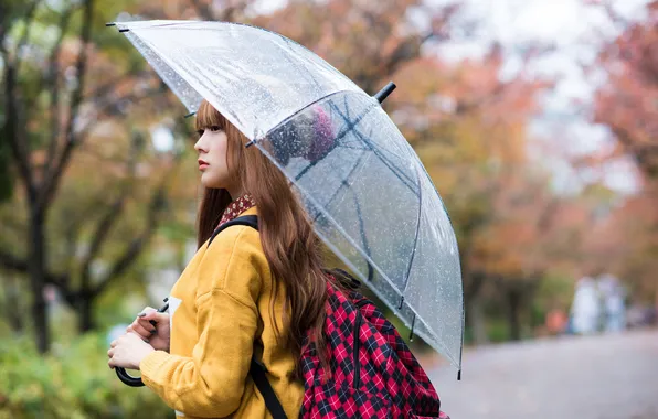Face, umbrella, background, Asian