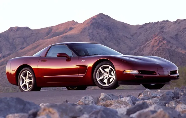 The sky, mountains, Corvette, Chevrolet, Chevrolet, supercar, Coupe, the front