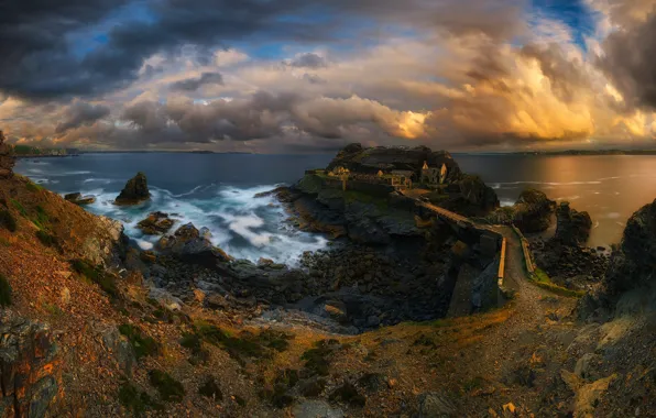 Sea, house, stones, rocks, shore, pierce, Cape