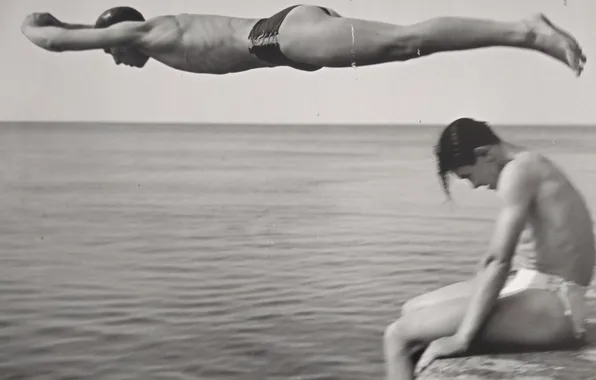 1951, black white, retro photography, Il Tuffatore (The Diver), Nino Migliori