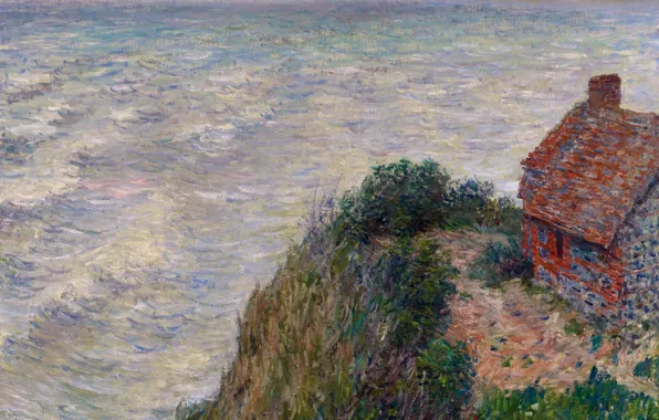 Sea, wave, picture, seascape, Claude Monet, Fisherman's House in Petit-Aili