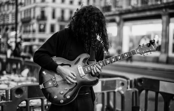 The city, music, hair, guitar, musician