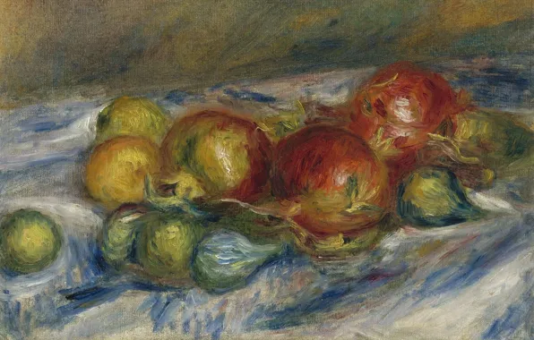 Food, picture, fruit, 1915, Pierre Auguste Renoir, Pierre Auguste Renoir, Still life with Figs and …