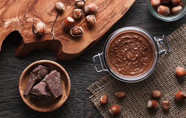 Chocolate, nuts, dessert, chocolate paste