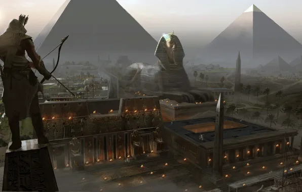 Picture computer game, Assassin’s Creed Origins, Eddie Bennun, The Giza Plateau