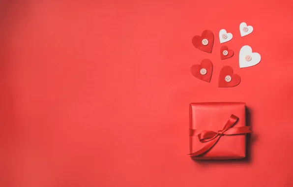 Gift, Love, tape, hearts, red, heart, gift, Valentines Day