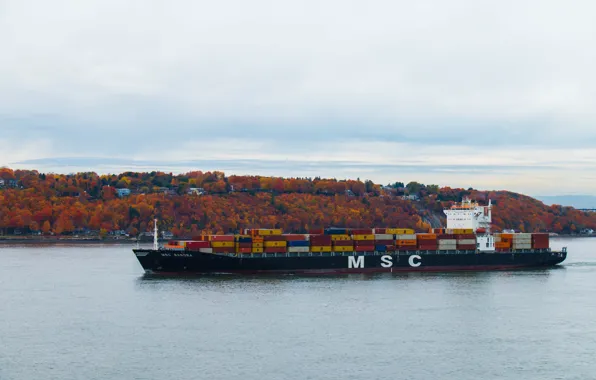 Autumn, ship, autumn colors, containers