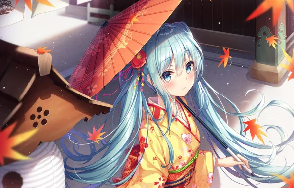 Umbrella, girl, Hatsune Miku, Vocaloid, Vocaloid, Hatsune Miku