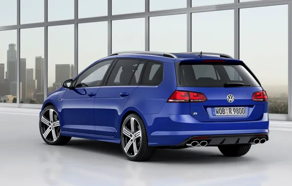 Blue, Volkswagen, back, universal, 2014, Golf R Estate
