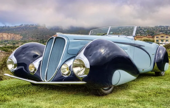 Picture the sky, retro, background, Convertible, the front, Cabriolet, beautiful car, 1937