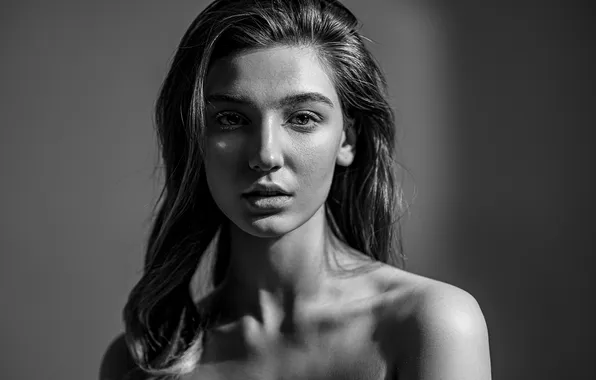 Look, model, hair, black and white, braid, monochrome, Pavel Ermakov