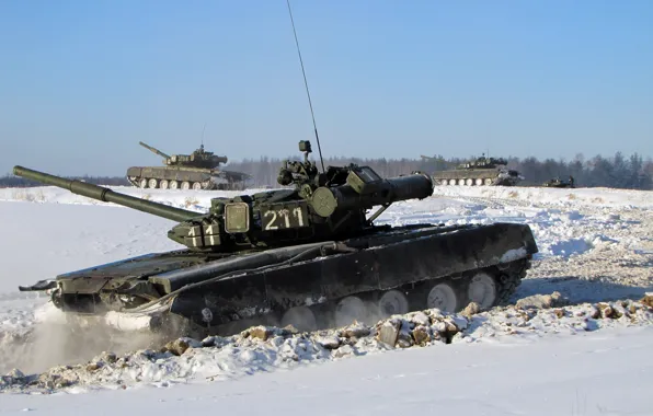 Winter, snow, tank, Russia, T-80 BV