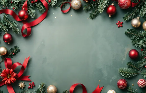 Decoration, background, balls, Christmas, New year, golden, new year, Christmas