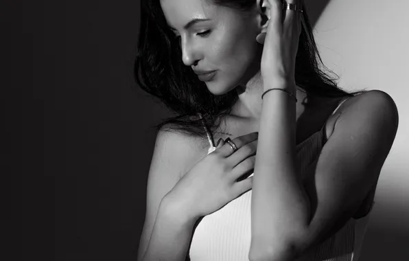 Model, black and white, Veronica, Anastasia Kazakova