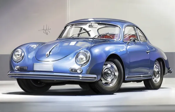 Car, Retro, Sketch, Porsche 356, Alexander Sidelnikov