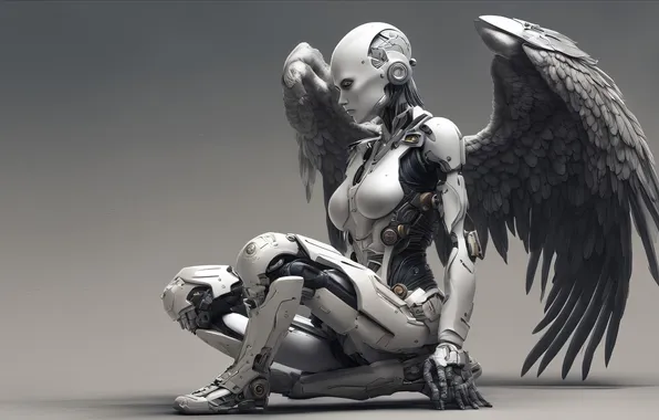 WINGS, WOMAN, ANGEL, ROBOT, MECHANISM, ANDROID