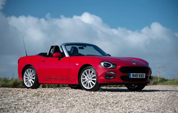 Red, bright, red, convertible, Fiat, Spider, Fiat, cabriolet