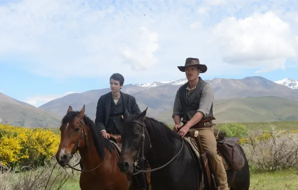 Mountains, horses, hat, plain, cowboy, riders, Western, Michael Fassbender