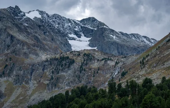 Picture the sky, trees, mountains, clouds, nature, rocks