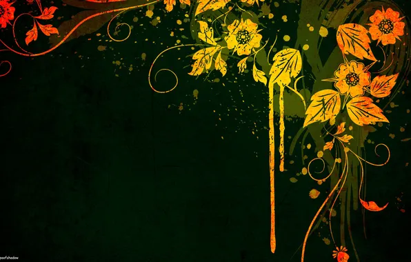 Flowers, yellow, green