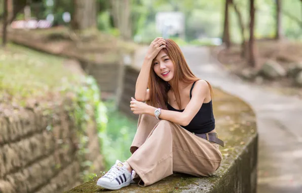 Look, smile, hair, Asian, cutie, bokeh