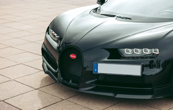 Bugatti, close-up, front, headlights, Chiron, Bugatti Chiron