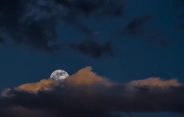 Picture the sky, clouds, light, clouds, the moon