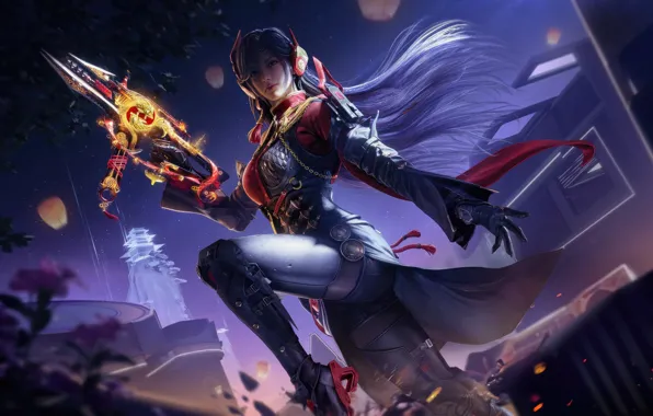 Girl, night, weapons, character, Call of Duty: Mobile
