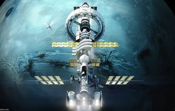 Planet, station, Spaceship concept