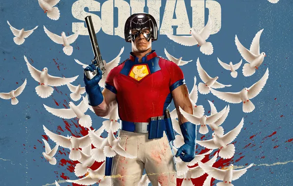 Gun, costume, pigeons, helmet, poster, comic, John Cena, John Cena