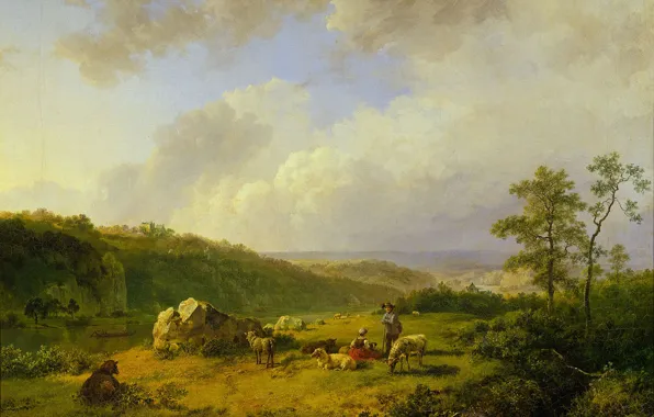 Picture oil, picture, canvas, Barend Cornelis Koekkoek, Landscape with Approaching Rain