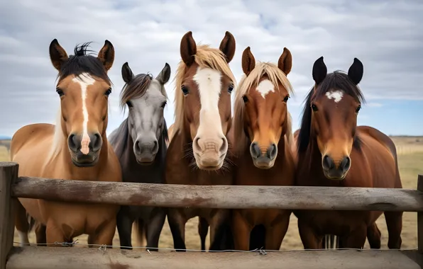 Look, nature, horse, horse, the fence, horses, horse, the fence