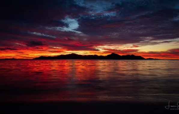 WATER, MOUNTAINS, HORIZON, The SKY, CLOUDS, SUNSET, DAL, ROCKS