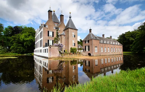 Pond, castle, Netherlands, Castle Renswoude