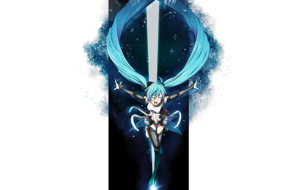 Girl, art, vocaloid, Vocaloid, miku append