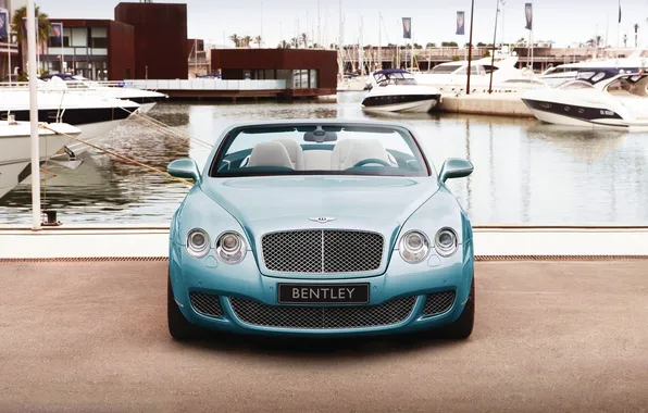 Bentley, Continental, Pier, Yachts, Machine, The hood, The front