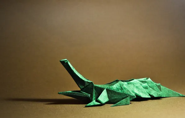 Green, green, shadow, mouth, brown, open mouth, origami, brown